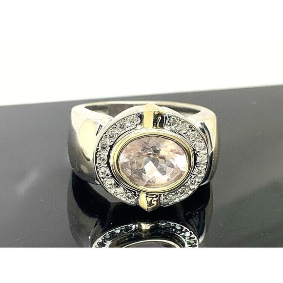 Light Purple Gemstone Diamond Cocktail Ring 18k Gold Women's Estate Size 8 - Picture 1 of 14